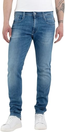 Replay Herren Jeans Anbass Slim-Fit mit Comfort Stretch, Medium Blue 009 (Blau), 33W / 32 im Sale